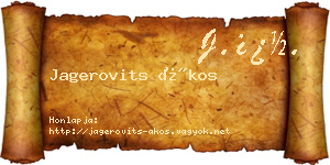 Jagerovits Ákos névjegykártya